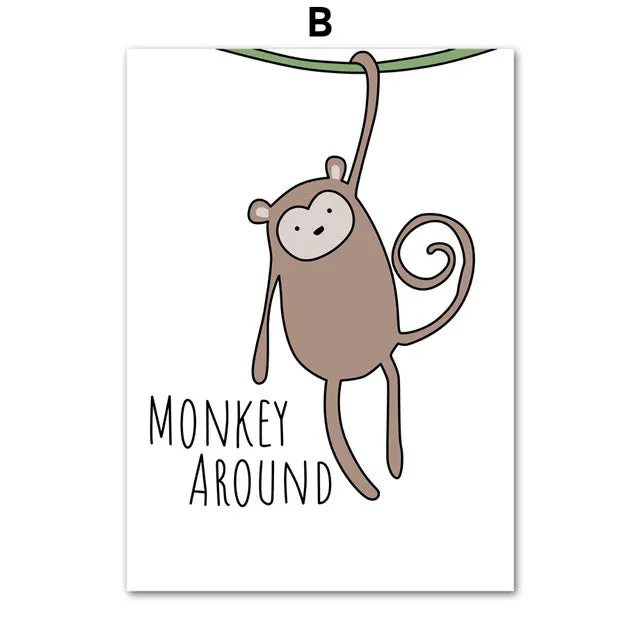 Nursery Wall Art Canvas Animal Paintings
