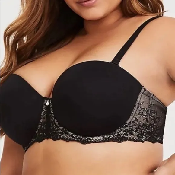 NWT Torrid Black Microfiber Lightly Lined Multi-way Convertible Strapless Bra
