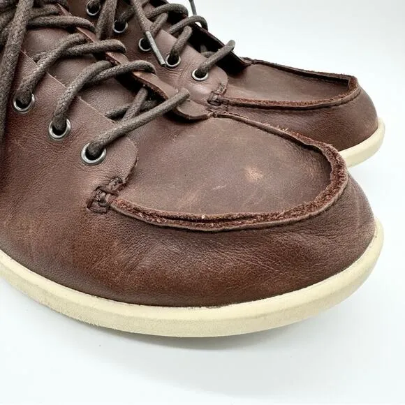 OluKai Nalukai Men's Leather Lace Up Slip On Shoe In Kona Coffee/Tapa Size 8.5