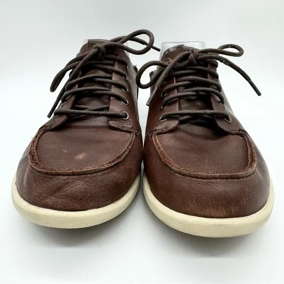 OluKai Nalukai Men's Leather Lace Up Slip On Shoe In Kona Coffee/Tapa Size 8.5