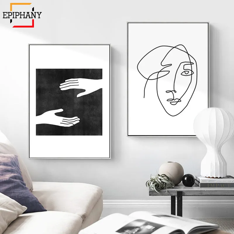 One Line Art Face Sketch Wall Art