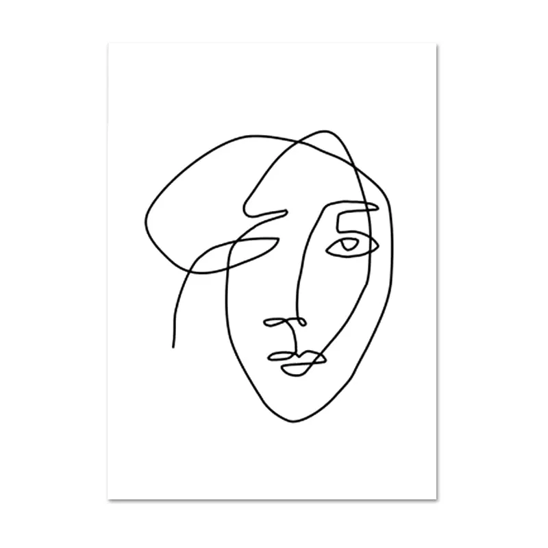 One Line Art Face Sketch Wall Art