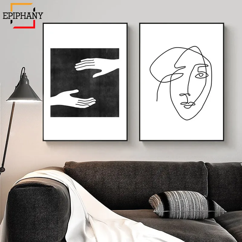 One Line Art Face Sketch Wall Art