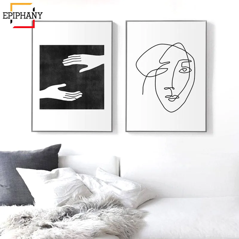 One Line Art Face Sketch Wall Art