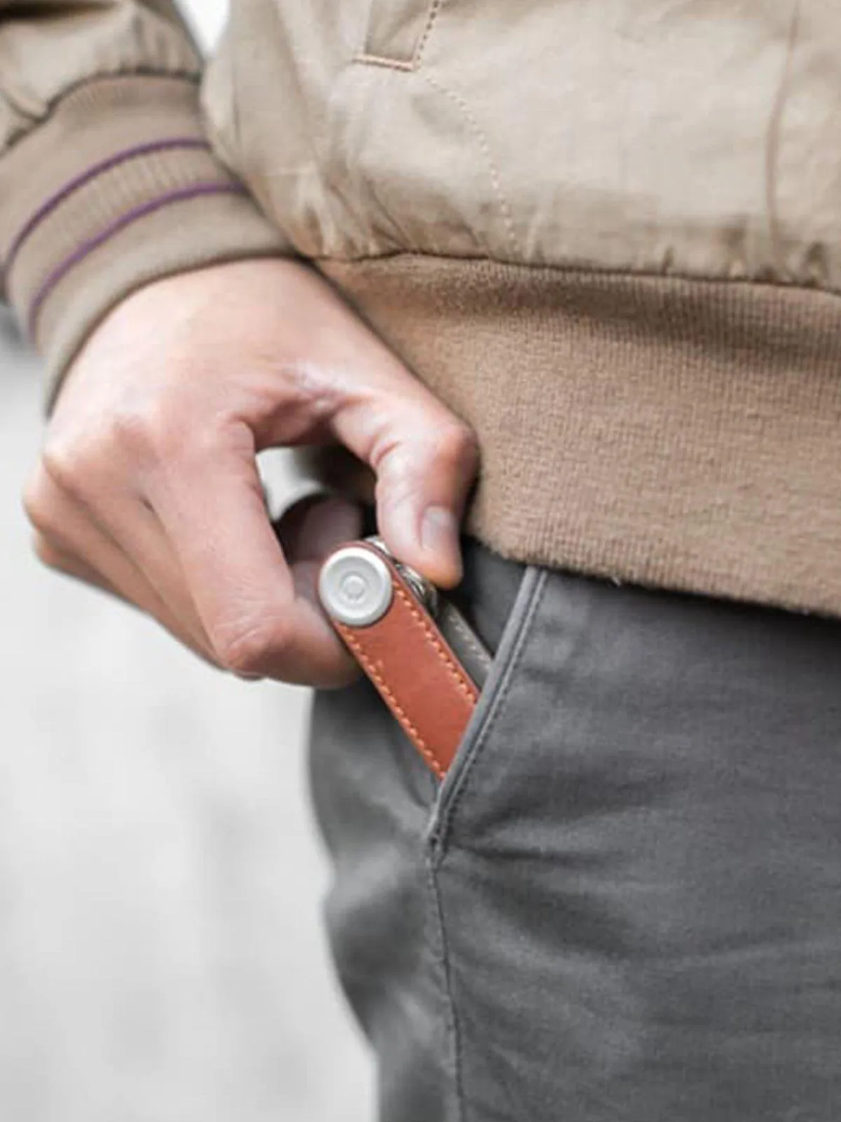 Orbitkey Leather Key Organiser Tan White