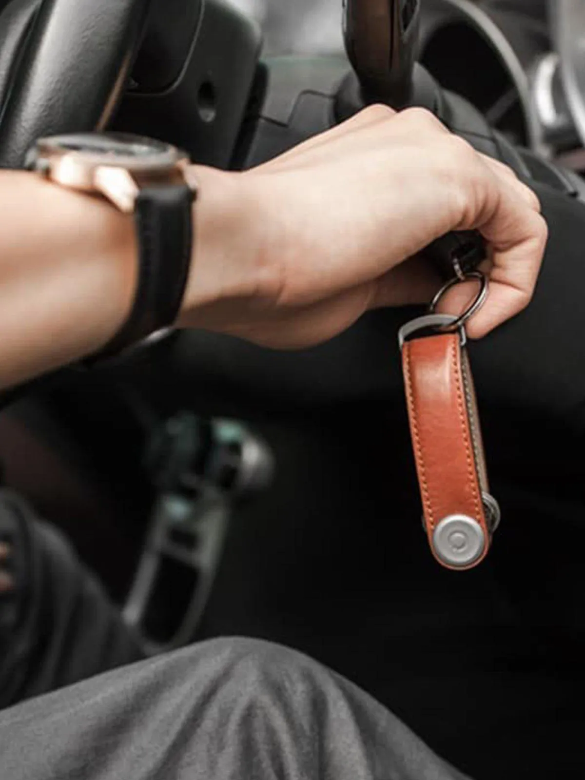 Orbitkey Leather Key Organiser Tan White