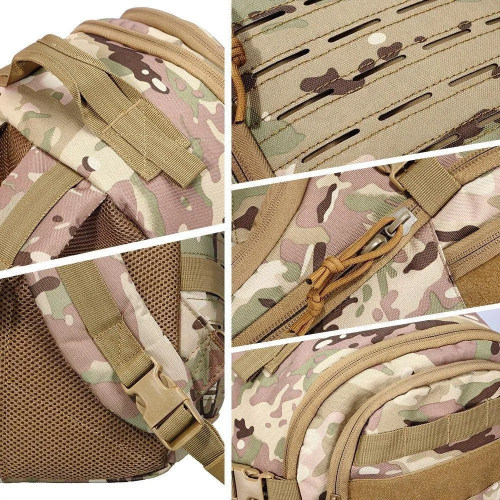 Outdoor 1000D Laser Cutting Molle Camo Traving Backpack