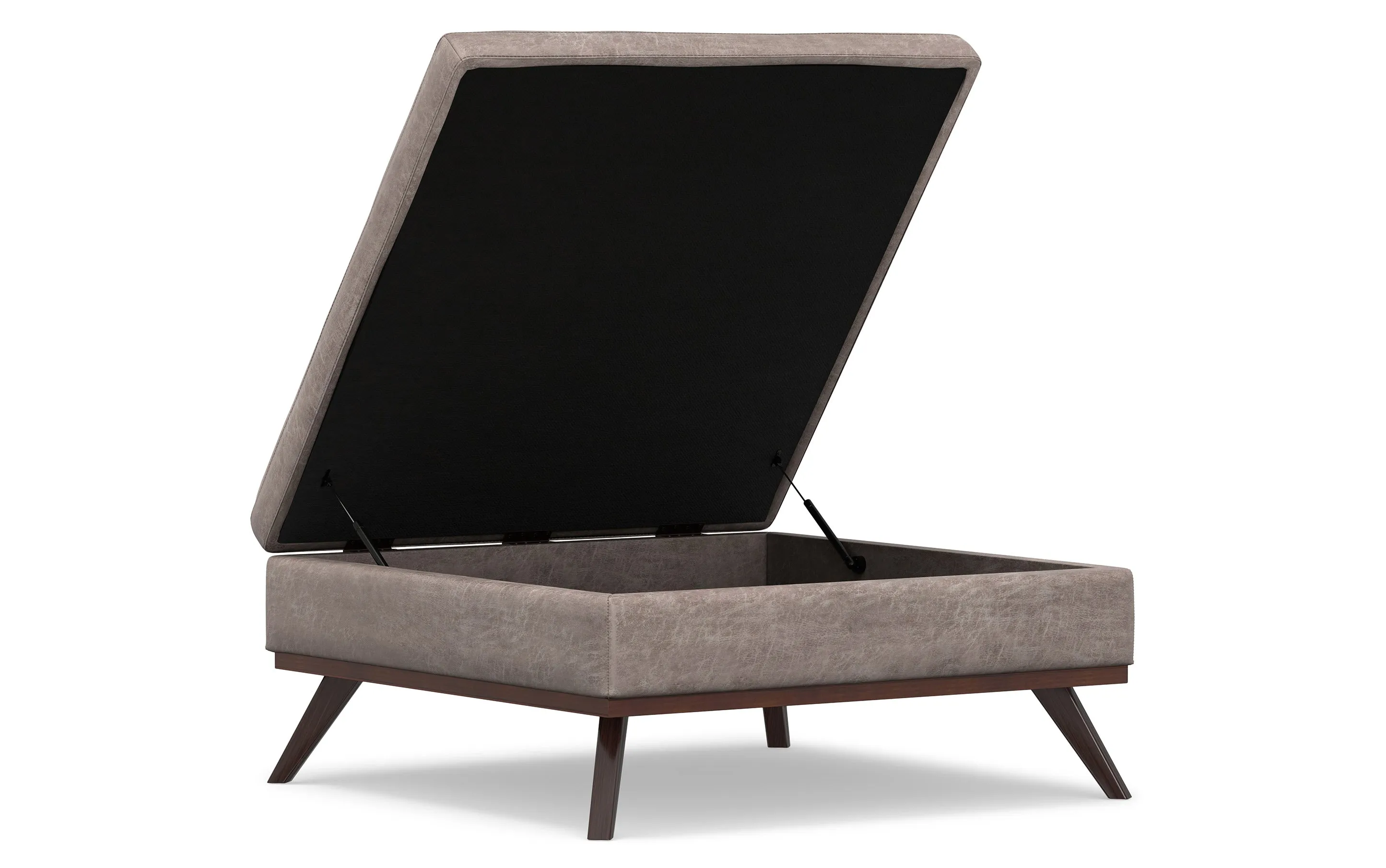 Owen XL Square Coffee Table Storage Ottoman in Distressed Vegan Leather