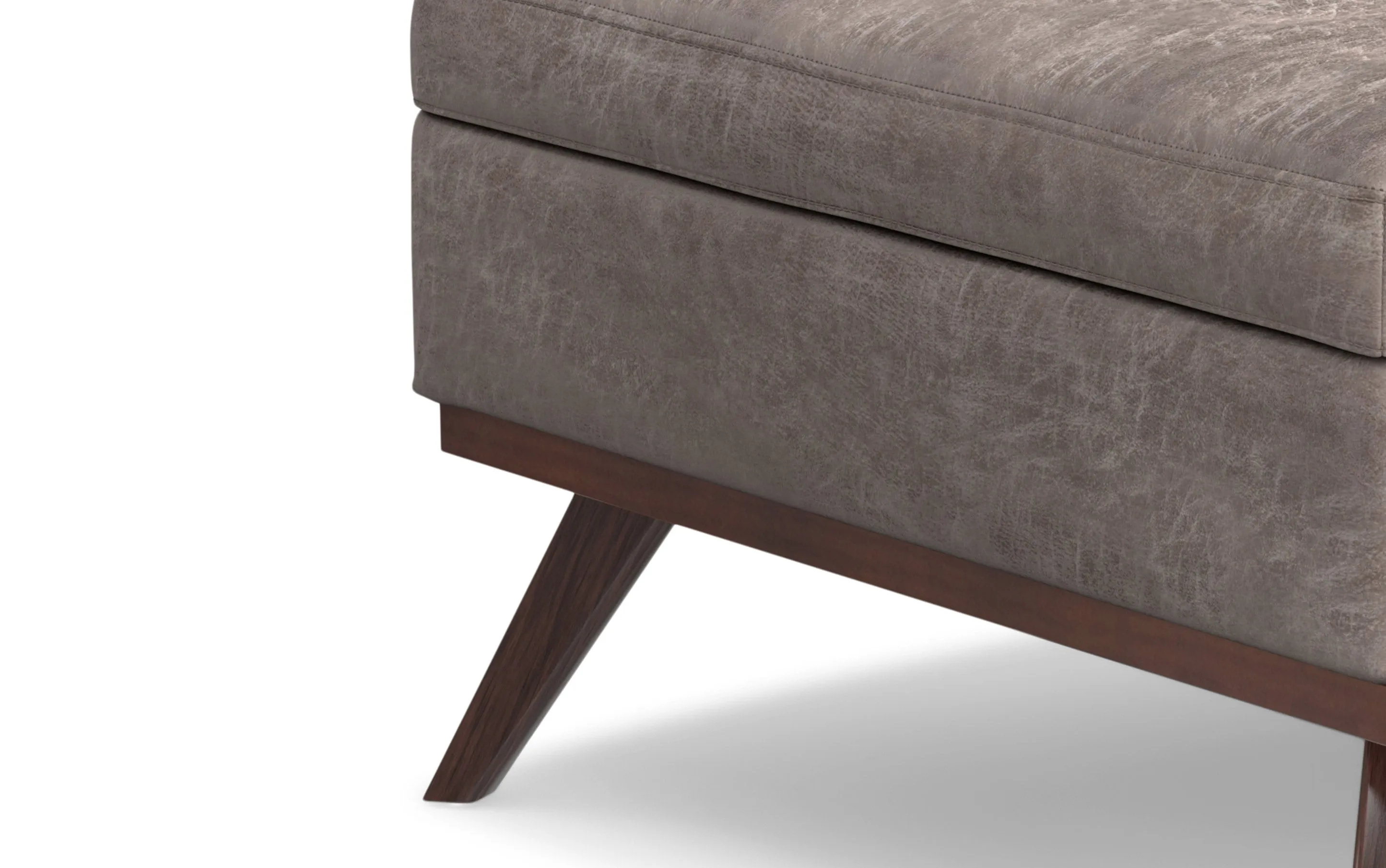 Owen XL Square Coffee Table Storage Ottoman in Distressed Vegan Leather