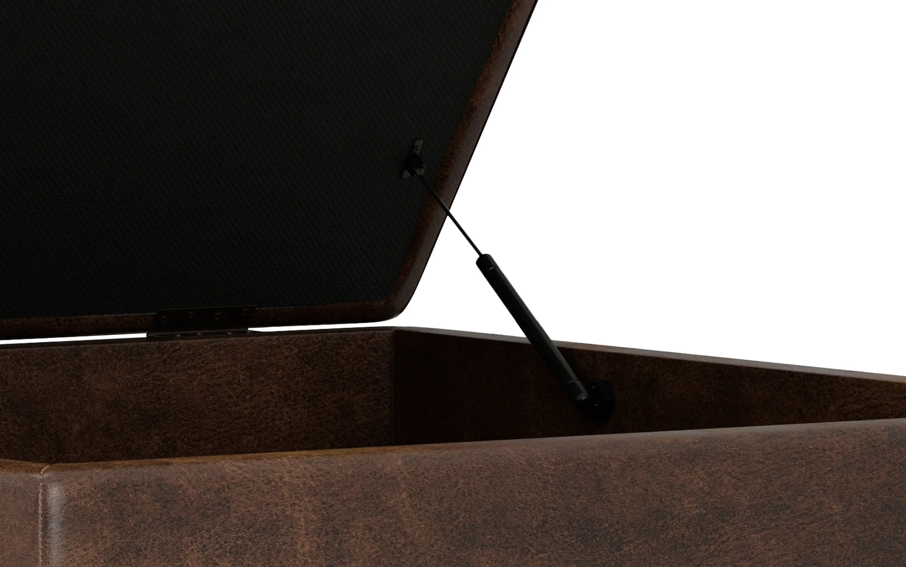 Owen XL Square Coffee Table Storage Ottoman in Distressed Vegan Leather