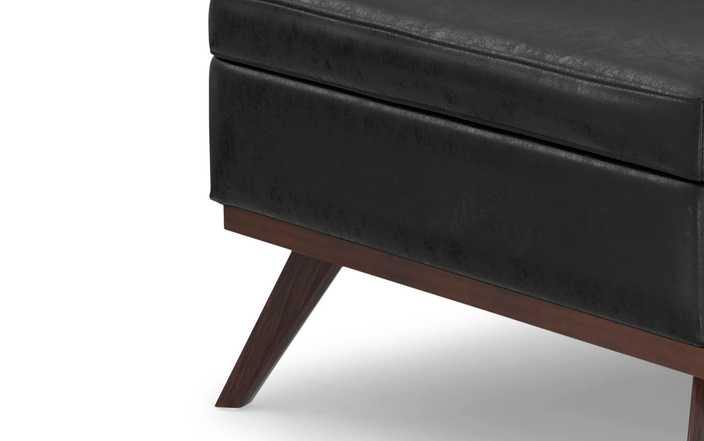 Owen XL Square Coffee Table Storage Ottoman in Distressed Vegan Leather