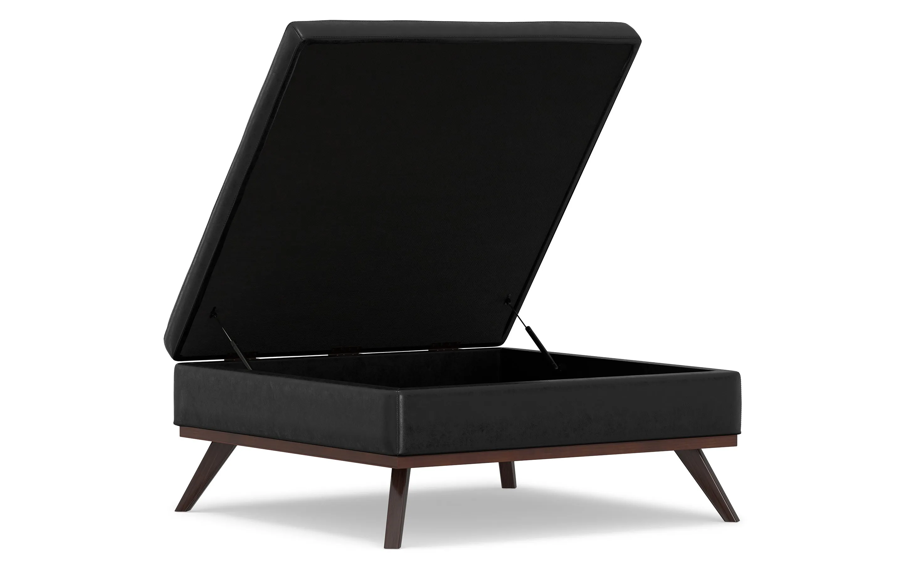 Owen XL Square Coffee Table Storage Ottoman in Distressed Vegan Leather