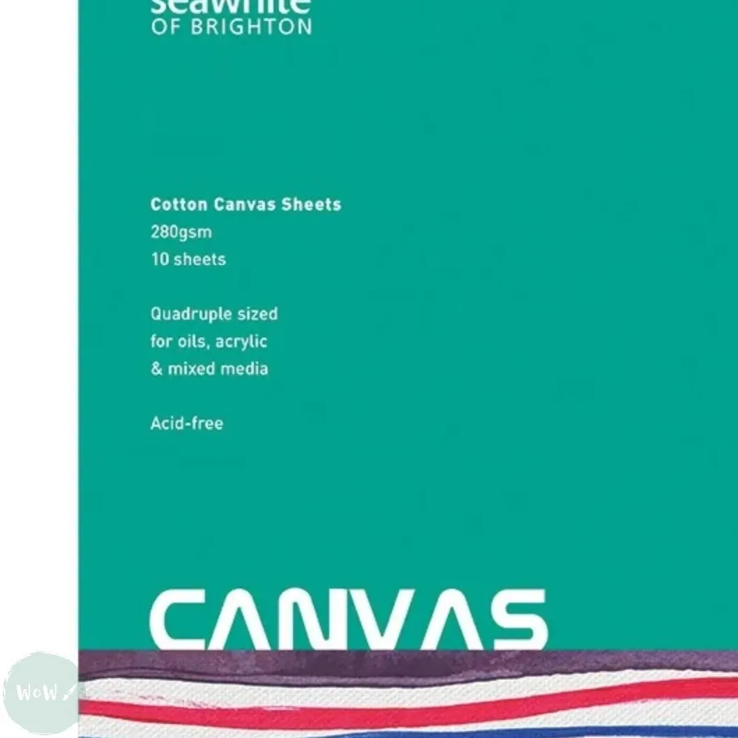 Pad - Oil Painting - WHITE PRIMED COTTON CANVAS - 10 sheets 280gsm White Primed Cotton Canvas - A3