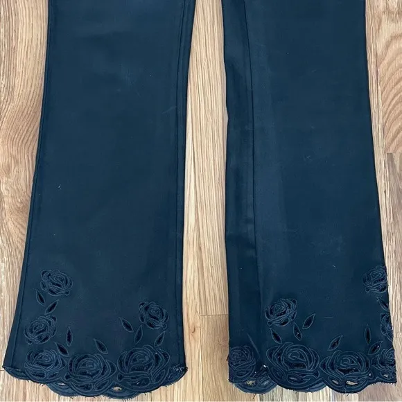 Paige Claudine Coated Black Denim High Rise Flare Jeans Size 25