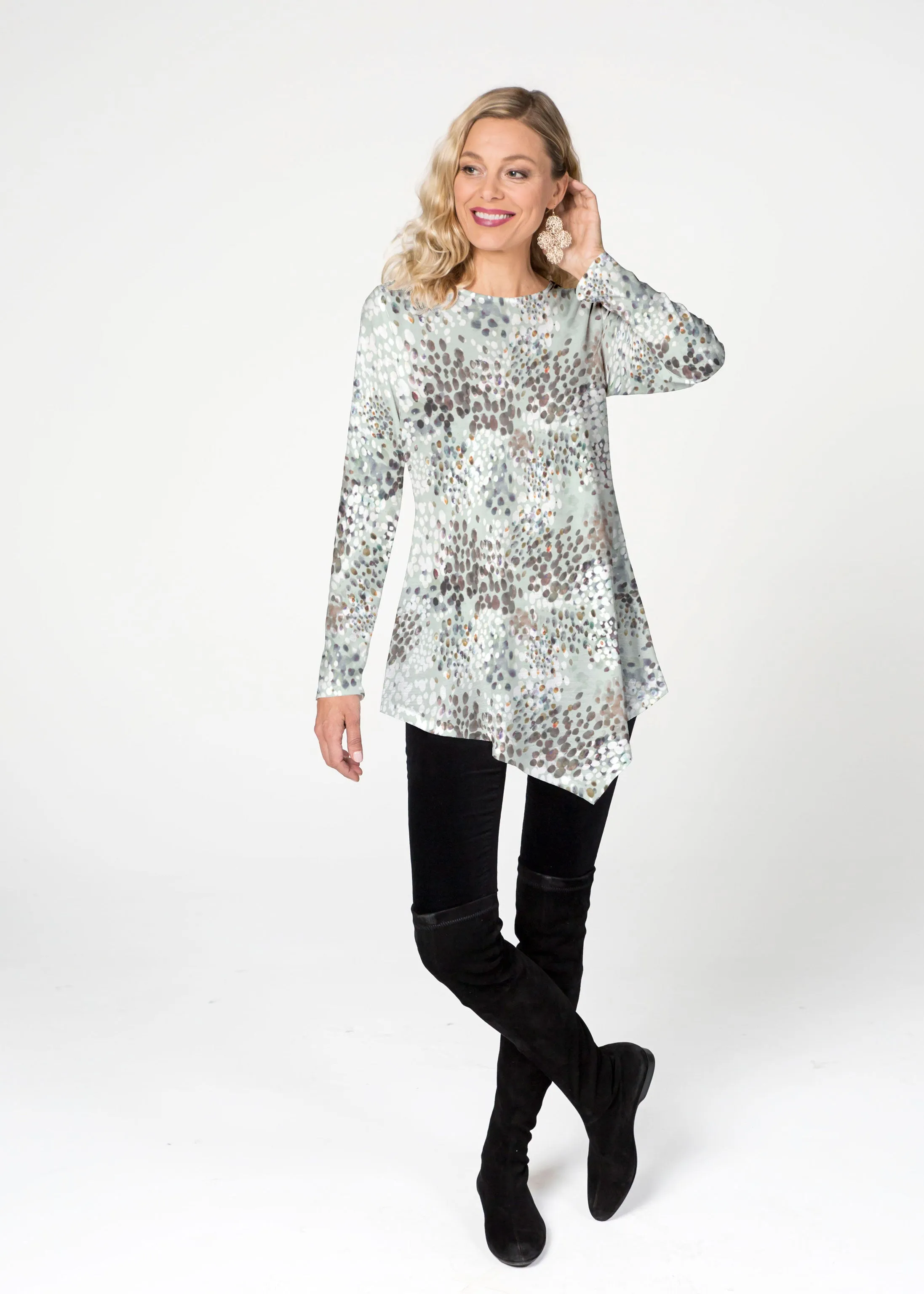 Painted Dots (8020) ~ Asymmetrical French Terry Tunic