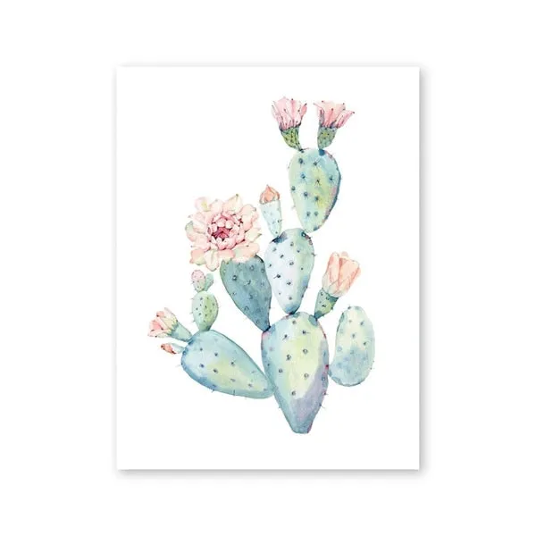 Pastel Watercolor Cactus Wall Art