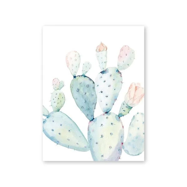 Pastel Watercolor Cactus Wall Art