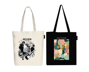 Peach Blossom Women's Cotton Printed Tote Bag With Zipper and Pouch | Pack Of 2 Combo