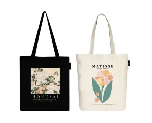 Peach Blossom Women's Cotton Printed Tote Bag With Zipper and Pouch | Pack Of 2 Combo