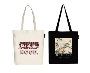 Peach Blossom Women's Cotton Printed Tote Bag With Zipper and Pouch | Pack Of 2 Combo