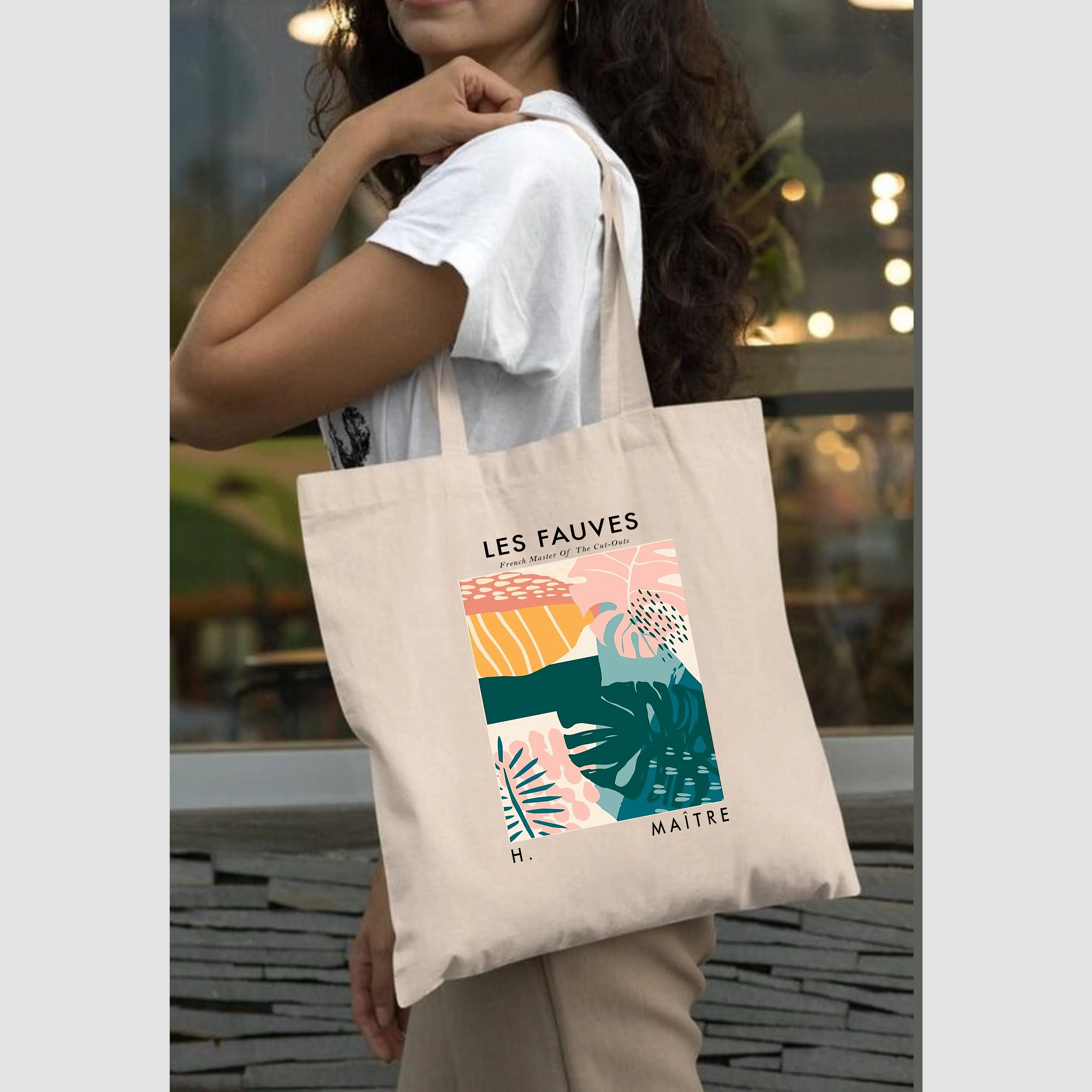 Peach Blossom Women's Cotton Printed Tote Bag With Zipper and Pouch | Pack Of 2 Combo