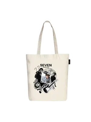 Peach Blossom Women's Cotton Printed Tote Bag With Zipper and Pouch