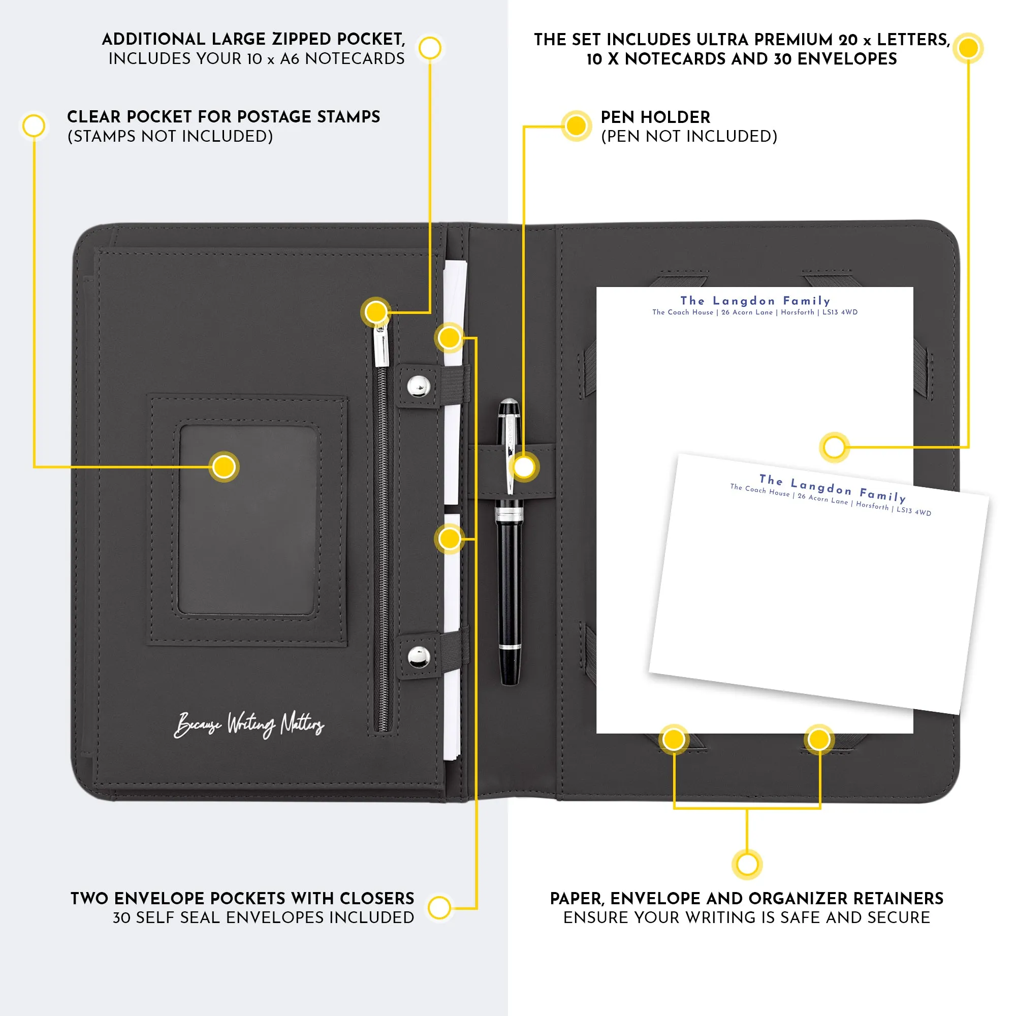 Personalised Letter & Card Writing Stationery Gift Set with Organiser - 'Cardiff'