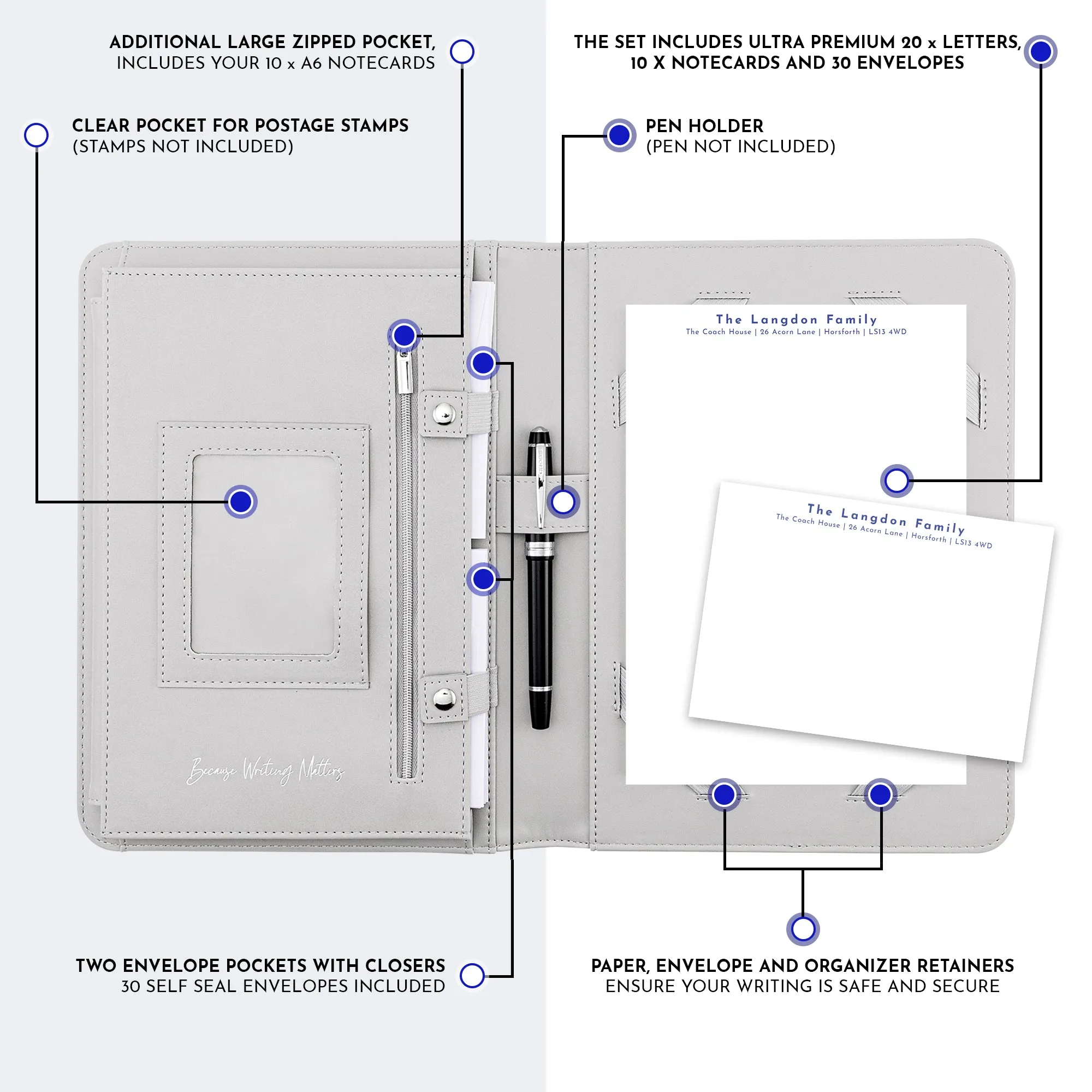 Personalised Letter & Card Writing Stationery Gift Set with Organiser - 'Cardiff'