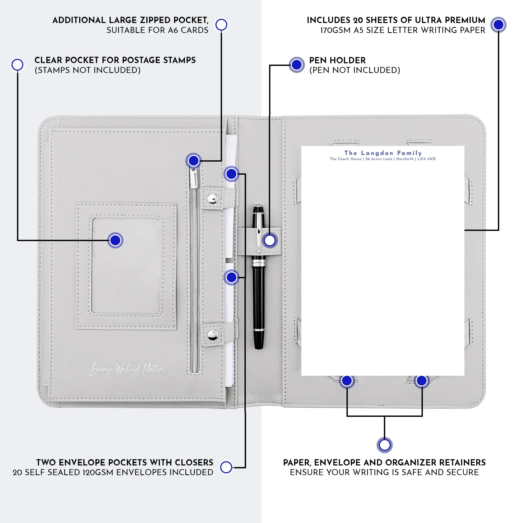 Personalised Letter Writing Stationery Set with Organiser - 'Cardiff''