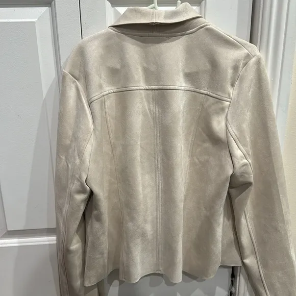 🤍Philosophy Women's Long Sleeve Faux Leather Zip Up Moto Jacket