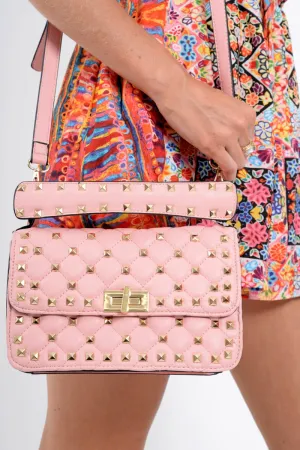 Pink Gold Studded Cross Body Bag - Giabella