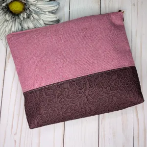 Pink/burgundy zipper pouch