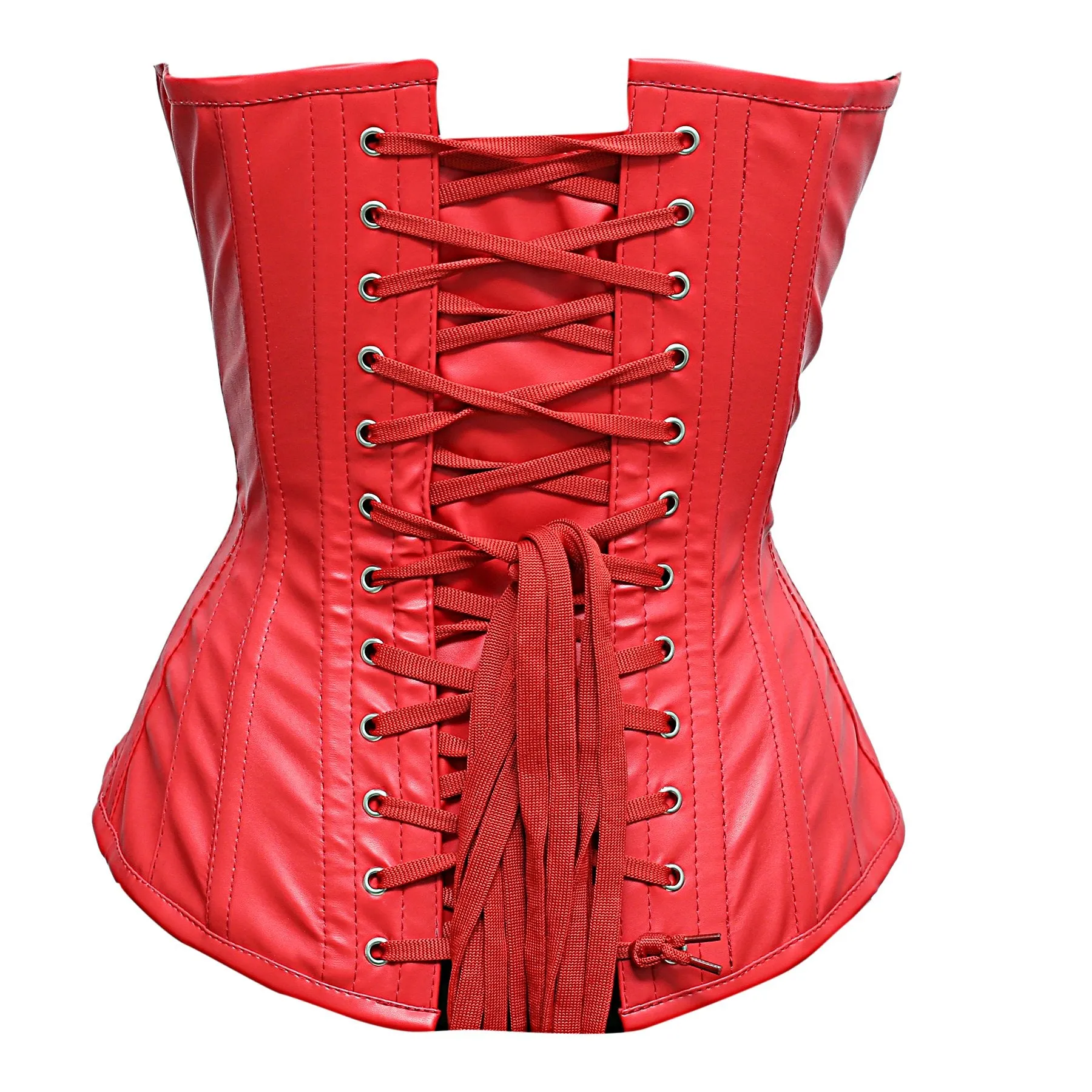 Pont Steel Boned Red Faux Leather Corset