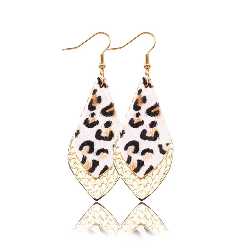 Popular leather Earrings, Leopard-print leather Earrings