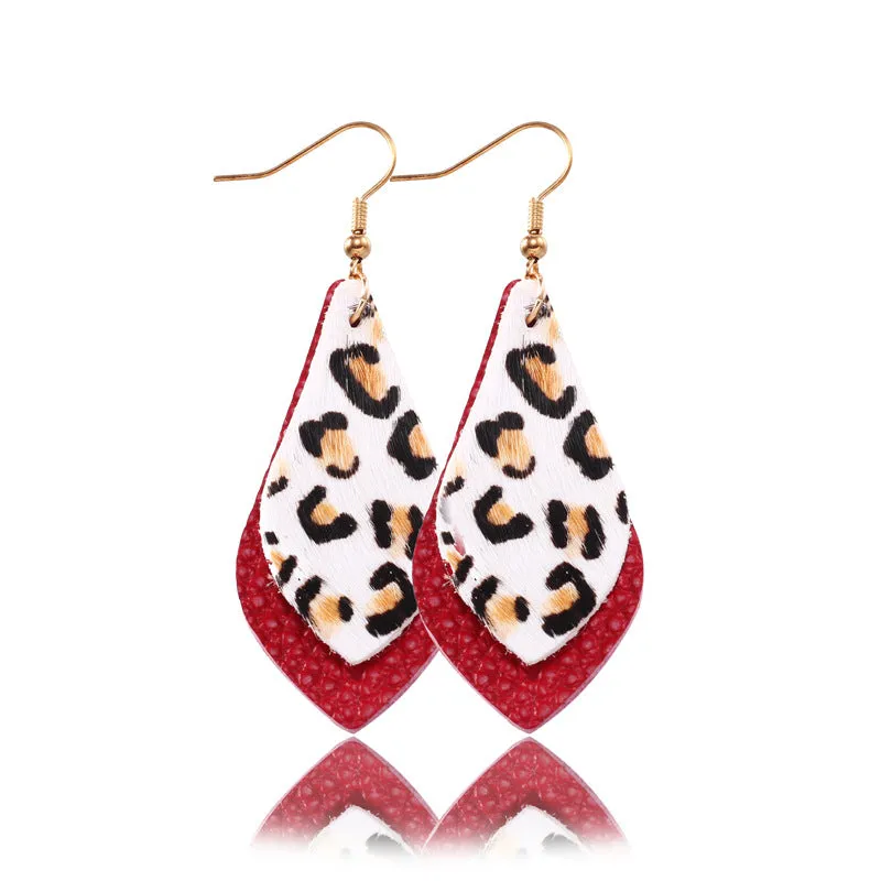 Popular leather Earrings, Leopard-print leather Earrings