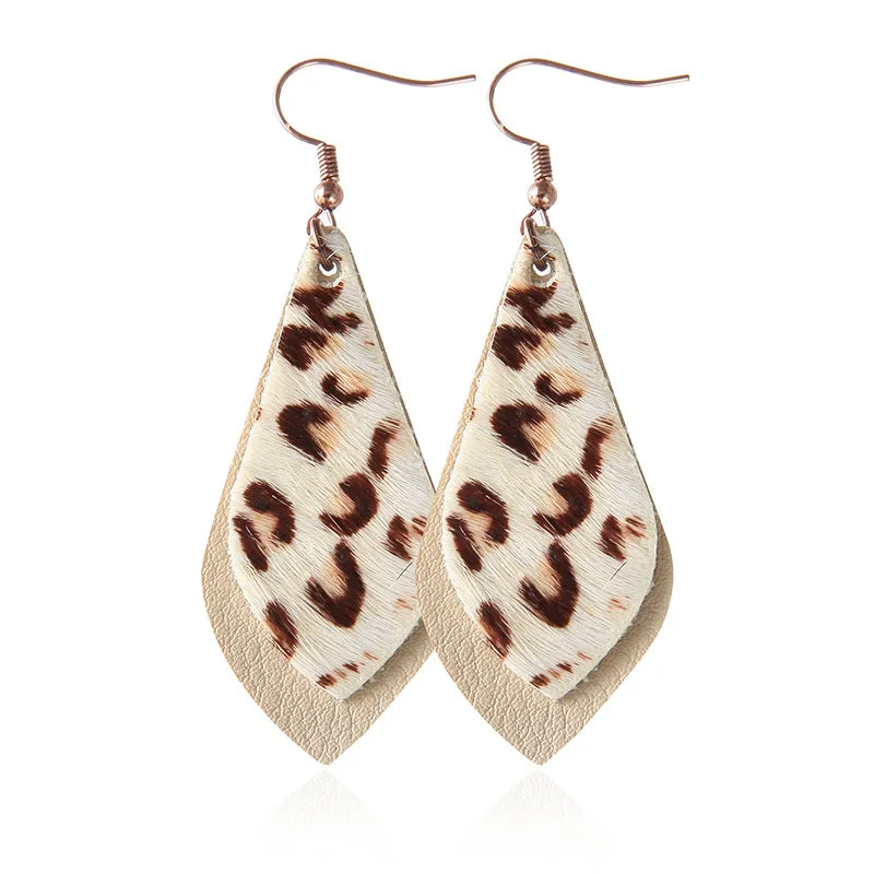 Popular leather Earrings, Leopard-print leather Earrings