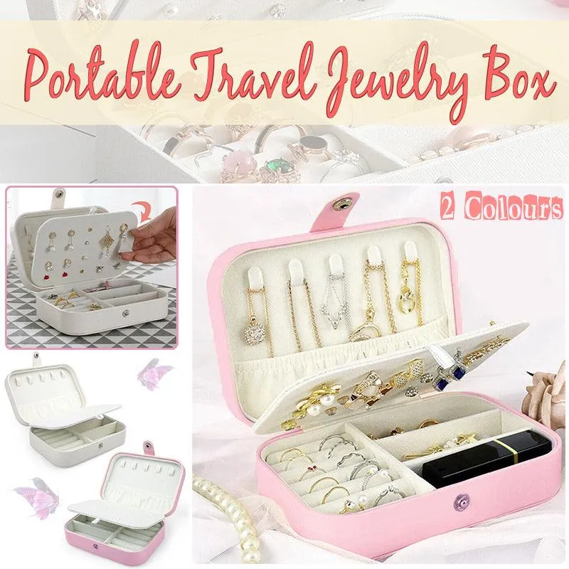 Portable Travel Jewellery Box Organizer Leather Ornaments Display Case Storage