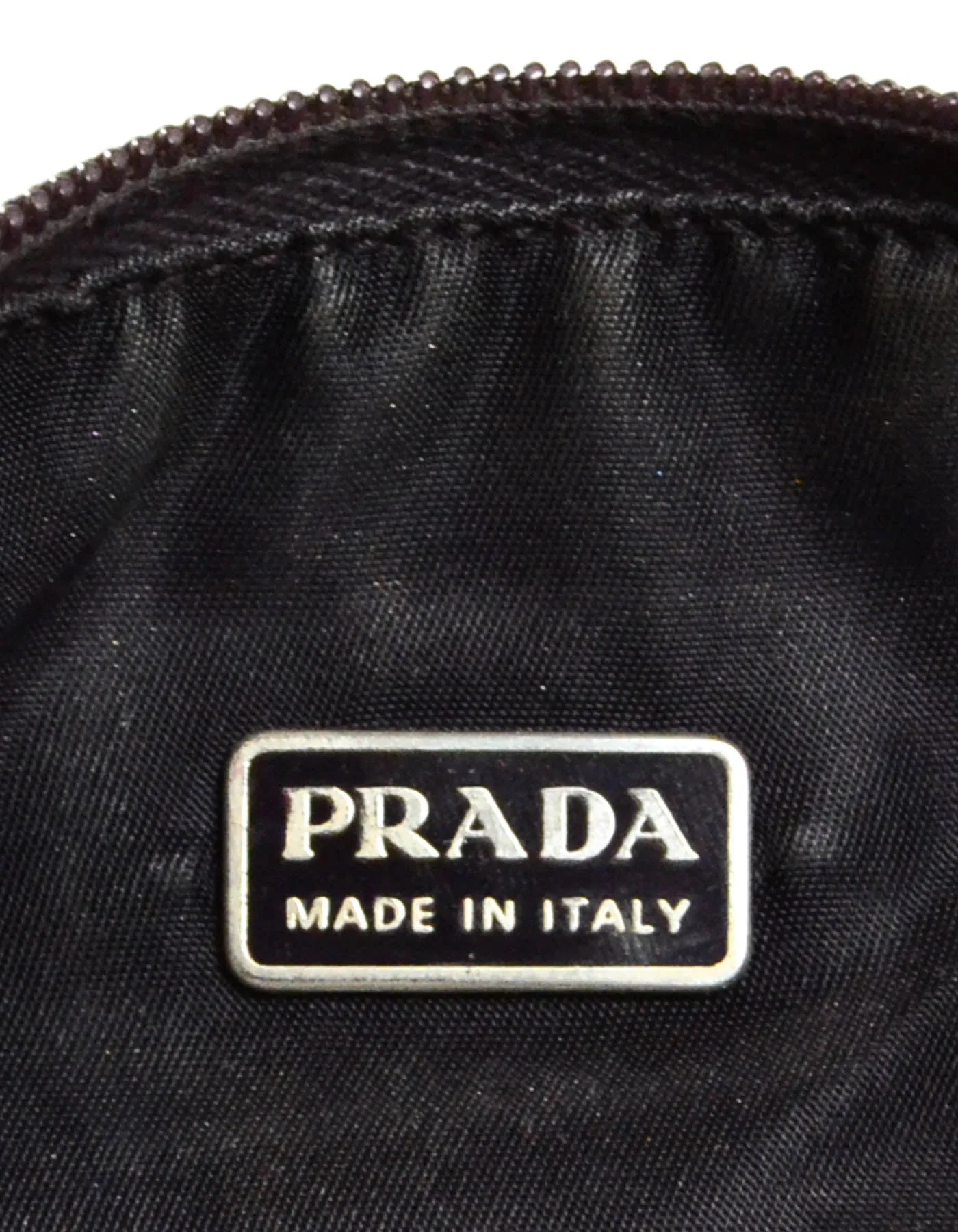 Prada Vintage Dark Purple Nylon Zip Top Baguette Bag