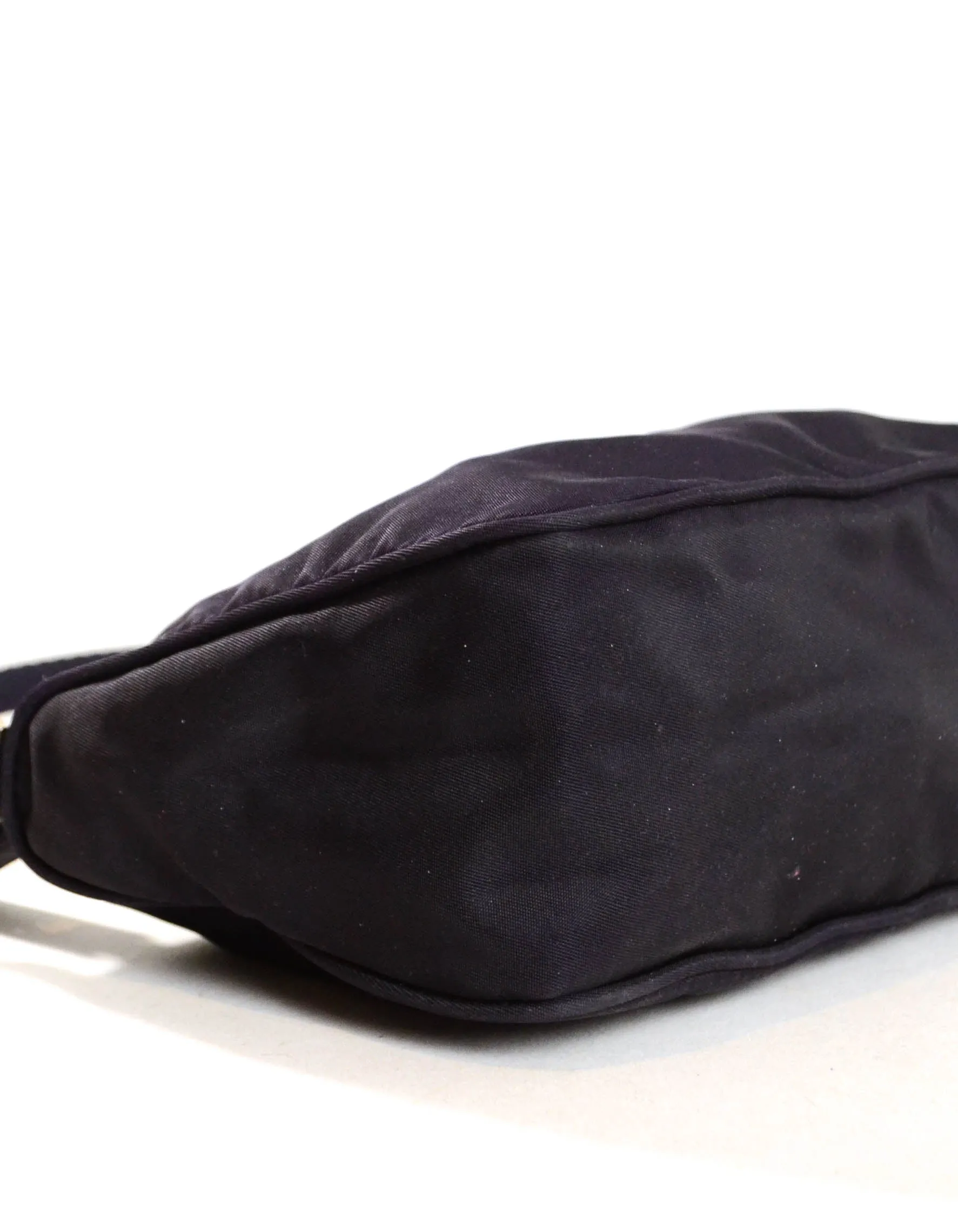Prada Vintage Dark Purple Nylon Zip Top Baguette Bag
