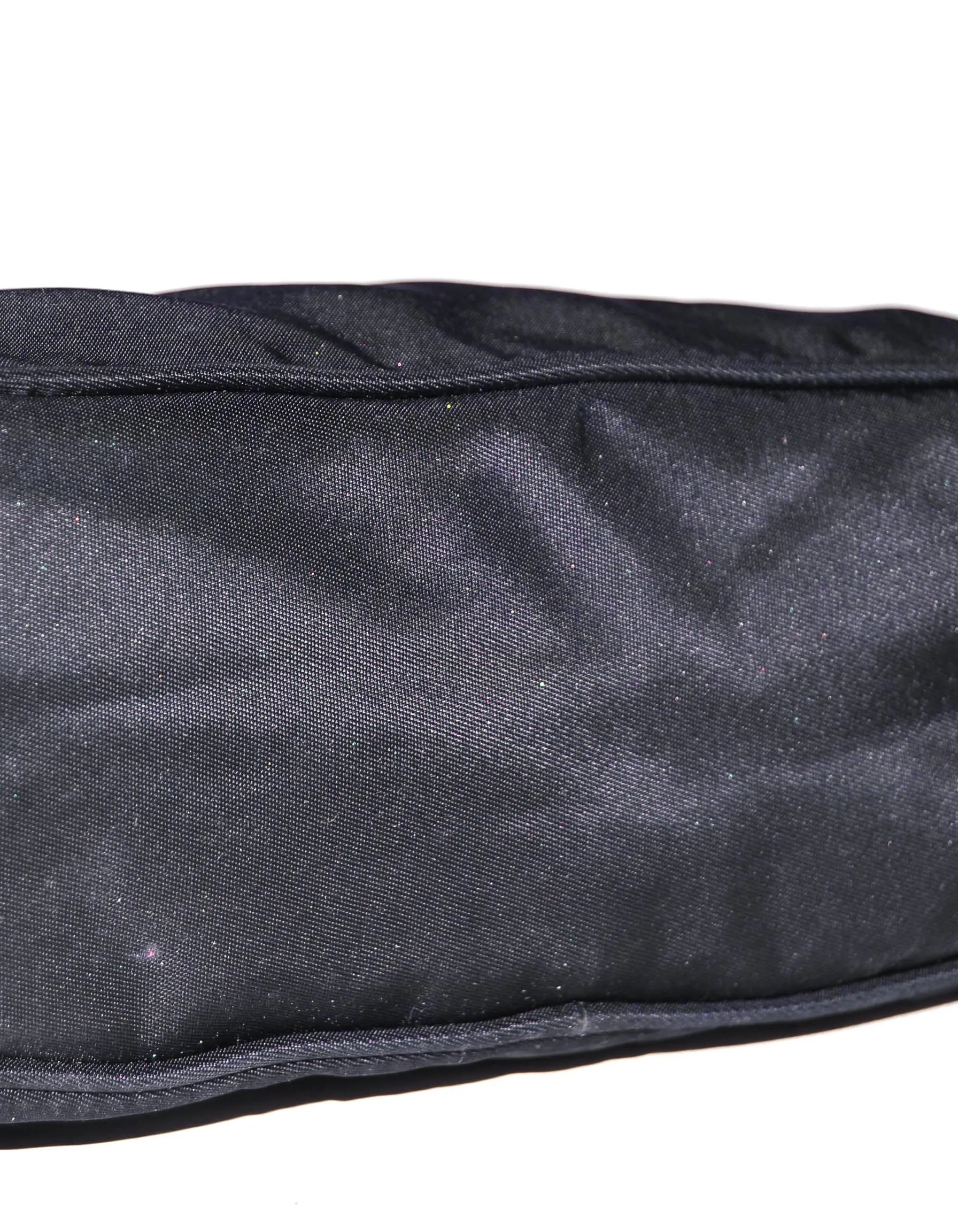 Prada Vintage Dark Purple Nylon Zip Top Baguette Bag