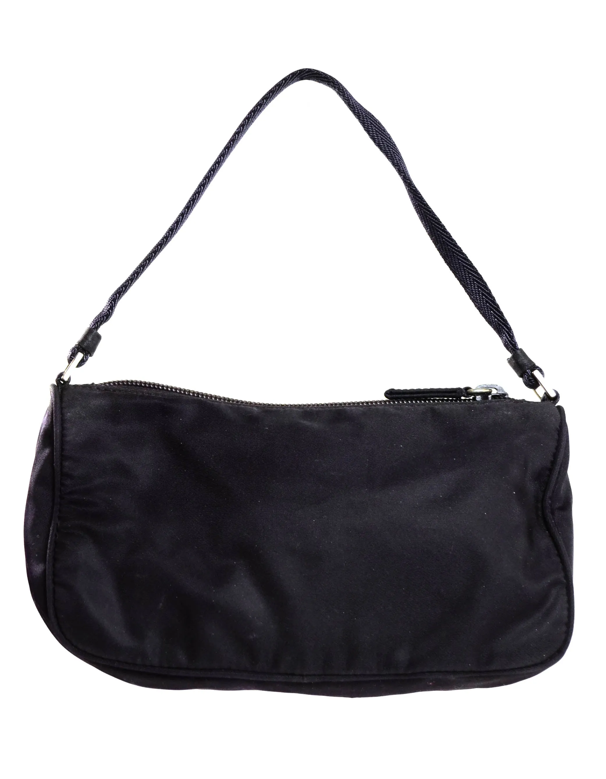 Prada Vintage Dark Purple Nylon Zip Top Baguette Bag