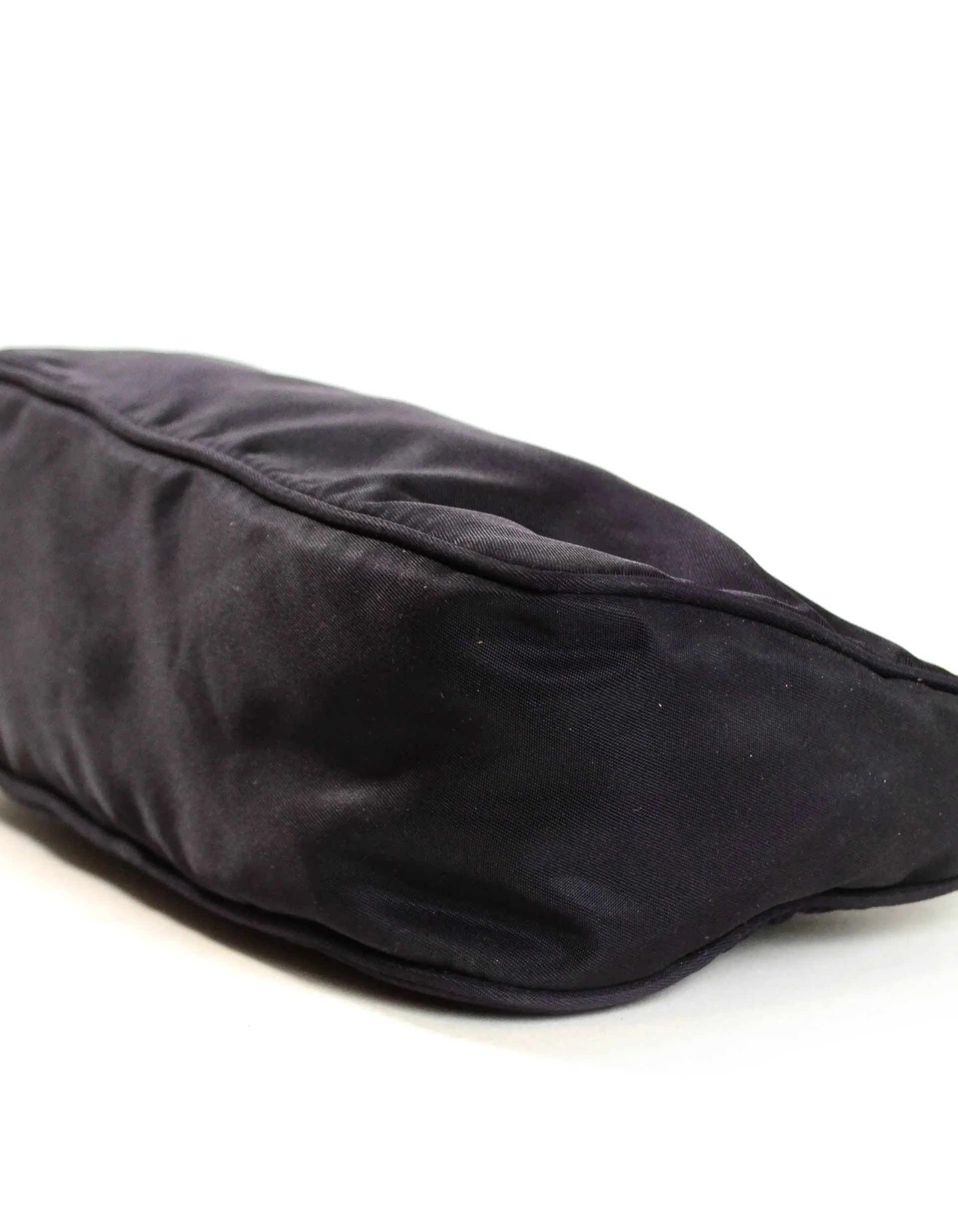 Prada Vintage Dark Purple Nylon Zip Top Baguette Bag
