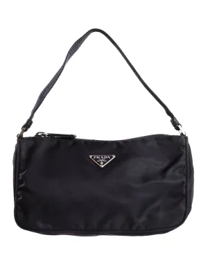 Prada Vintage Dark Purple Nylon Zip Top Baguette Bag