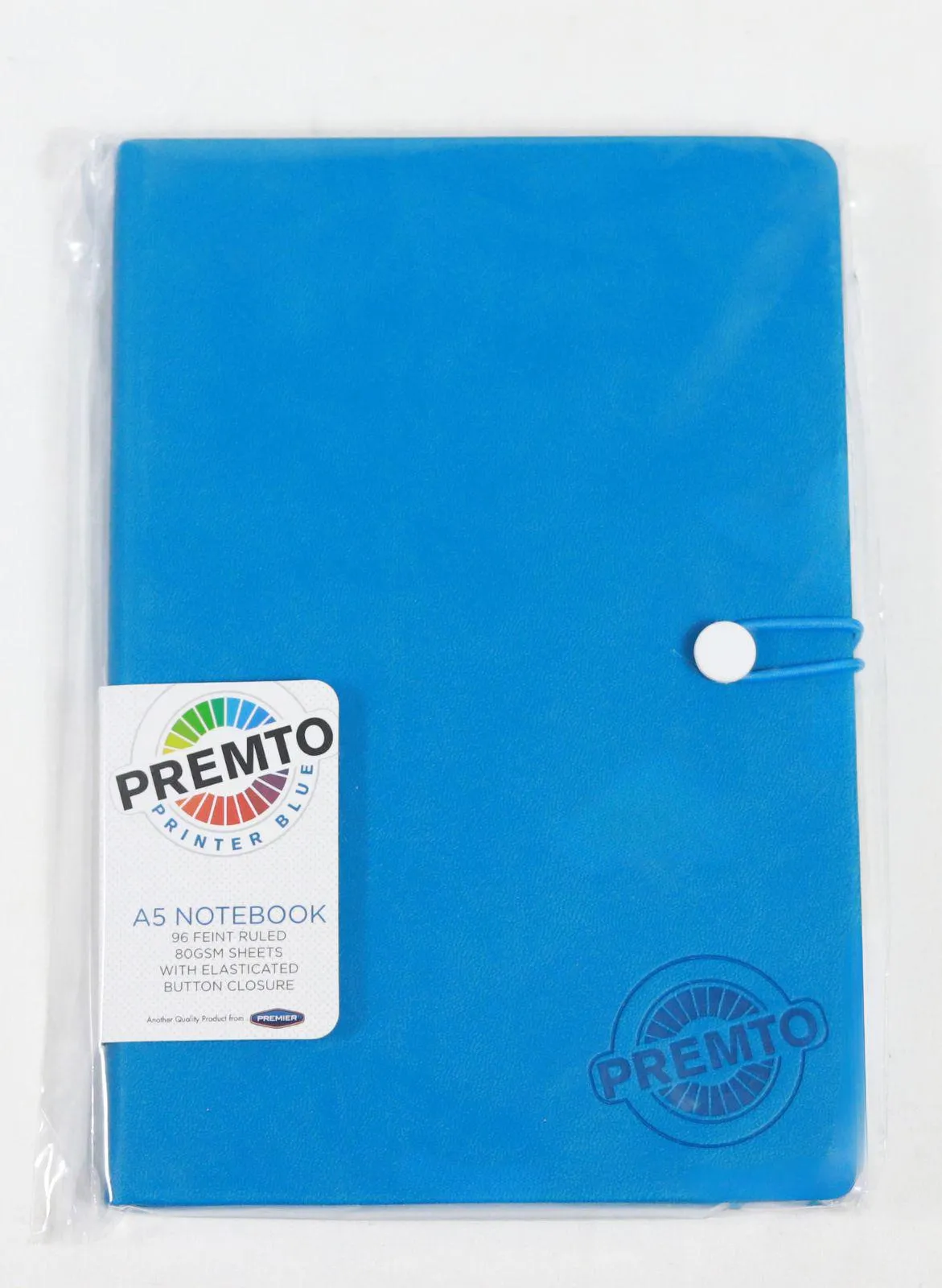 Premto - A5 192 Page Hardcover Pu Notebook With Elastic - Printer Blue