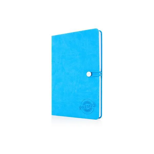 Premto - A5 192 Page Hardcover Pu Notebook With Elastic - Printer Blue
