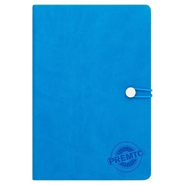 Premto - A5 192 Page Hardcover Pu Notebook With Elastic - Printer Blue