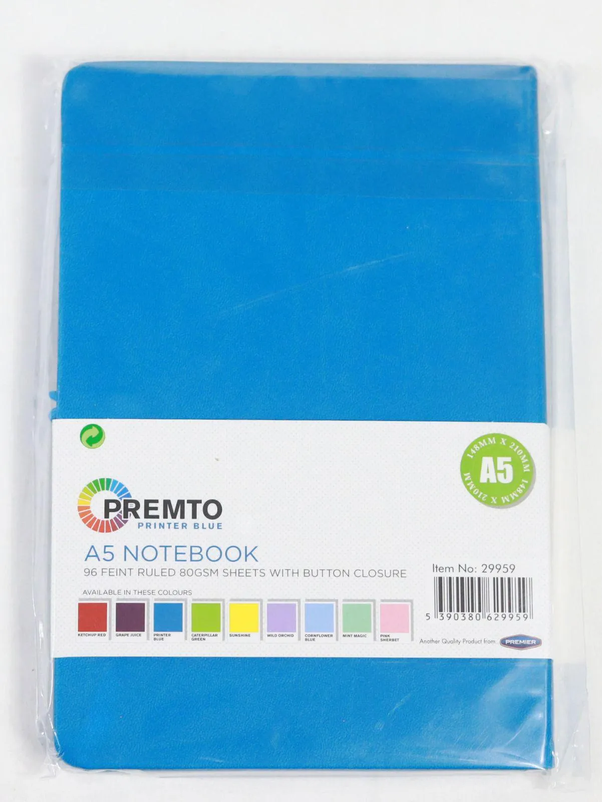 Premto - A5 192 Page Hardcover Pu Notebook With Elastic - Printer Blue