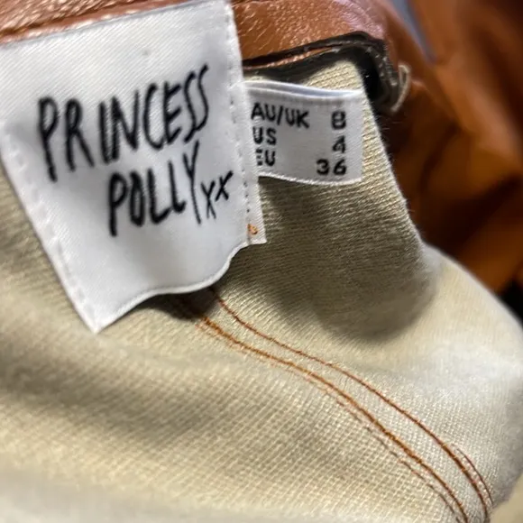 Princess Polly Faux Leather Brown long “Katie” jacket