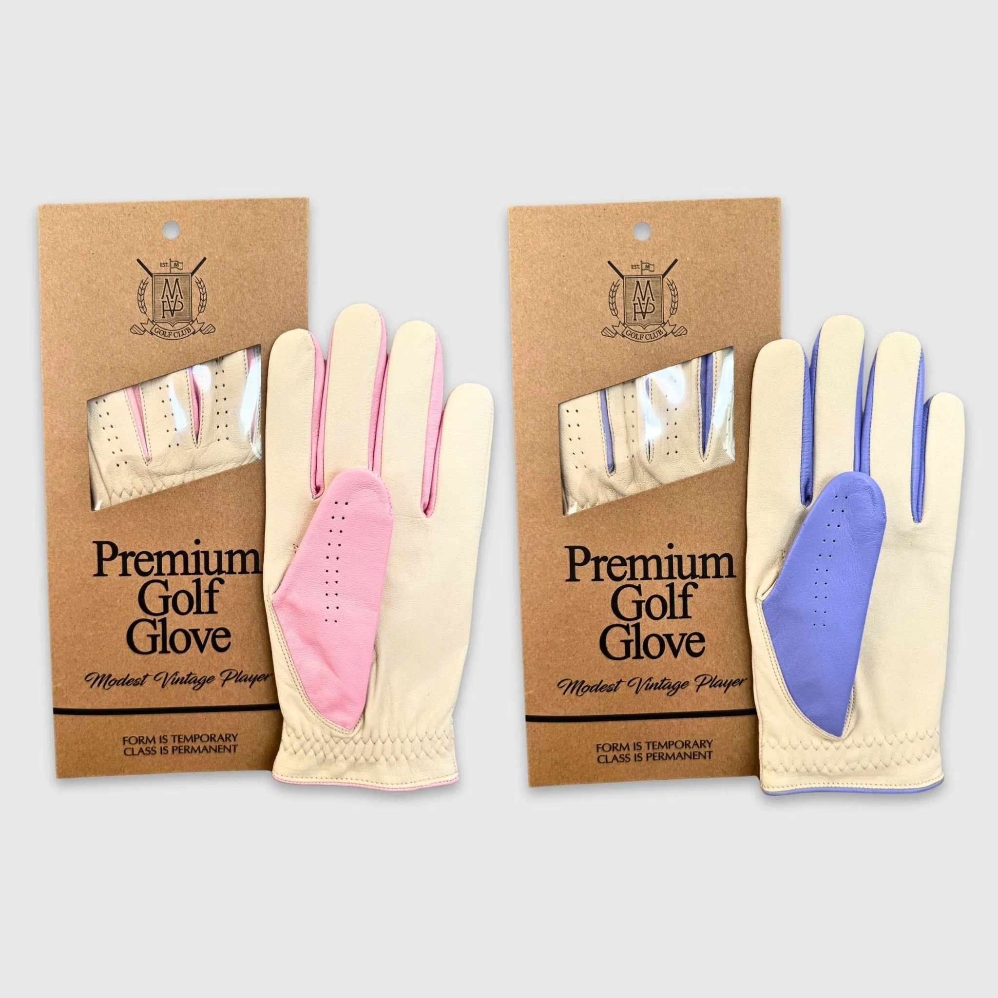 PRO Pastel Cabretta Leather Golf Gloves - Purple & Pink (2 Pack)