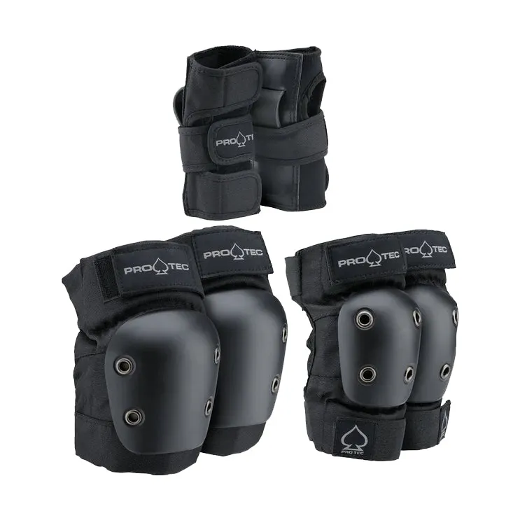 Pro-Tec Street Gear Junior 3-Pack Skateboard Pad Set Black